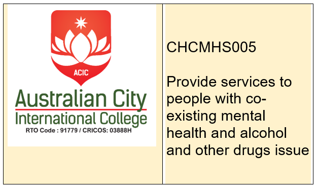 CHCMHS005 Provide services to people with co-existing mental health and alcohol and other drugs issue